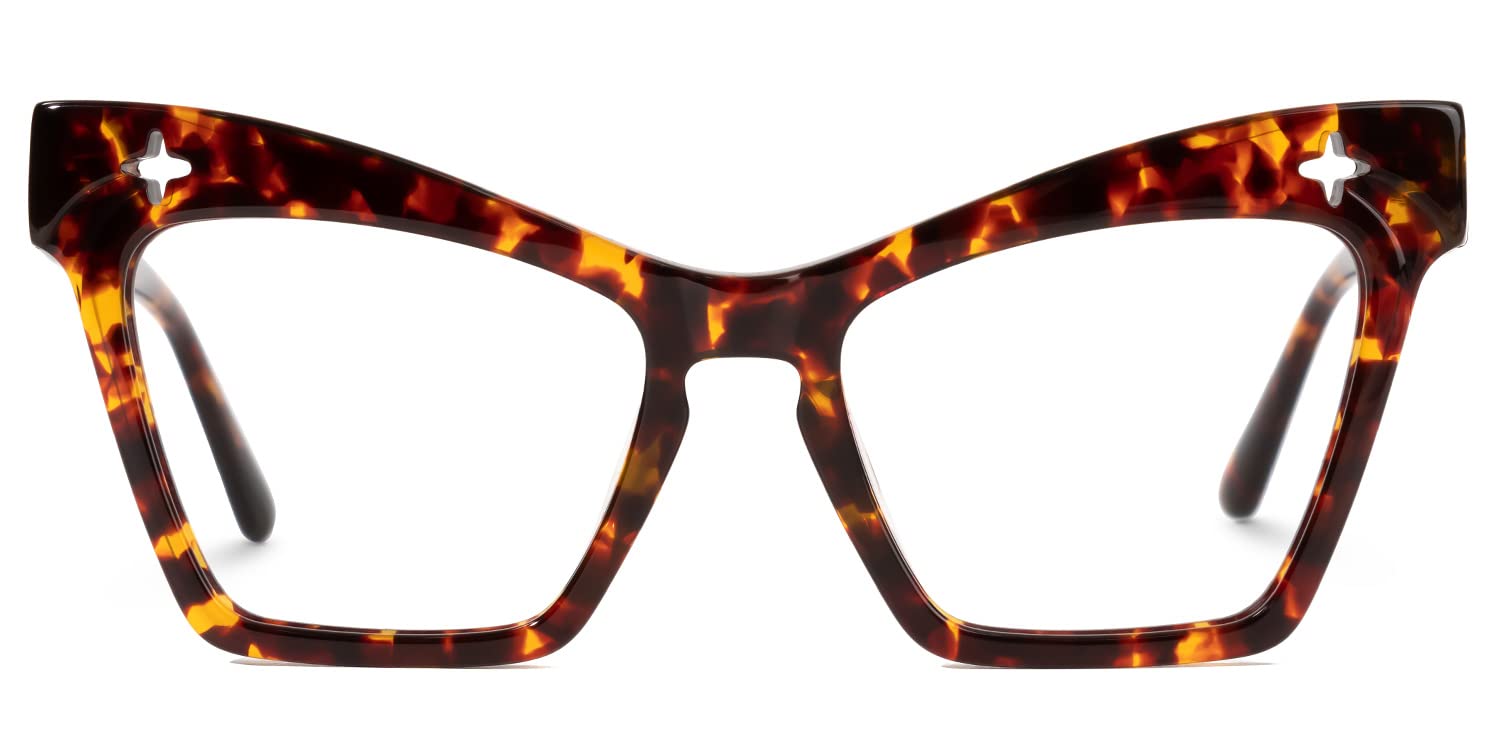 Zeelool Women's Acetate Cat Eye Glasses Classic Eyewear Frame with Non-prescription Clear Lens Sheena ZJGA137116