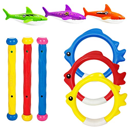 JOINBO 32 Pcs Dive Toys Pool Toys/Underwater Swimming Toys, New Diving Shark (2Pcs), Jumbo Diving gem (8Pcs), Treasures (12 Pcs), Rings (3pcs), Torpedo Bandits (3Pcs),Diving Sticks(3Pcs) - Thumbnail 2
