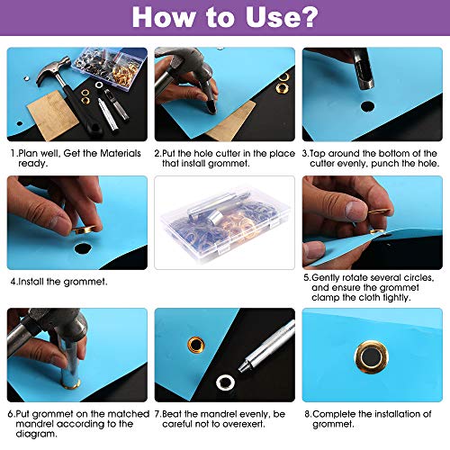 1/2Inch Grommet Kit 100 Sets Grommets Eyelets With 3 Pieces Install Tool Kit, 4 Colors Grommets Kit With Storage Box For Craft Making, Repair And Decoration #TOP3