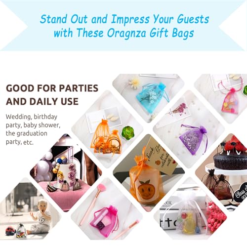 Image of Dealglad 100pcs Drawstring Organza Jewelry Candy Pouch Party Wedding Favor Gift Bags (3.5x4.5, Orange)