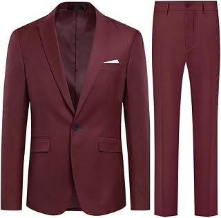 Traje de Hombre de 2 Piezas Monocolor con un botón y Abertura en la Parte Trasera (Blazer + Pantalones)