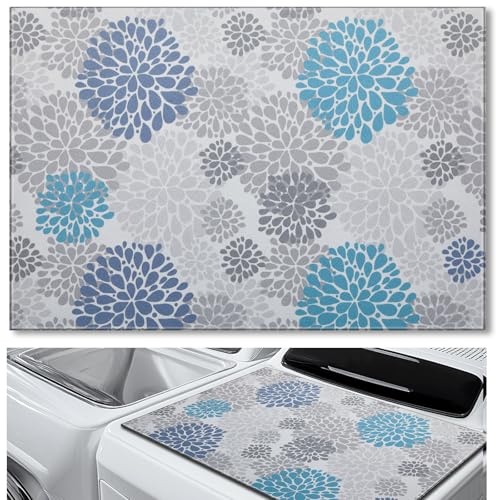 Image of Teenyyou 1 Pcs 26 inch x 18 inch Dryer Top Protector Mat, Washer and Dryer Topper, Non Slip Waterproof Machine Cover Dust Proof Quick Drying Topper Pad for Laundry and Kitchen (Bloom Blue)