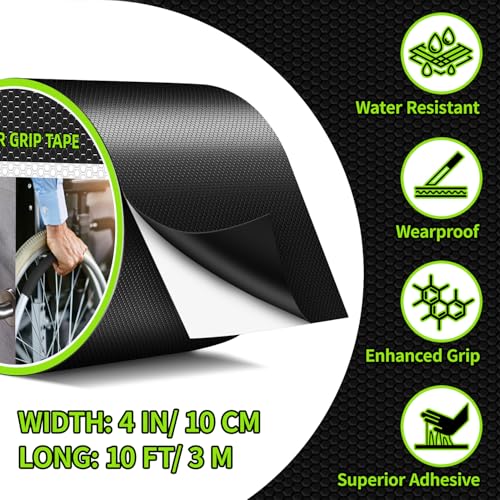 Image of Aobrill Rubber Grip Tape, Non Slip Tape, Enhanced Textured Super Strong Adhesive for Secure Hold & Friction-Ideal for Tools, Gadgets, DIY & More(Black, 4In x 10Ft)