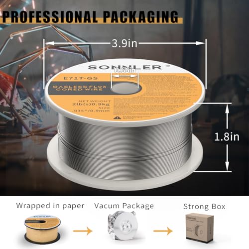 Image of 3 Packs 2-Pound 035 Flux Core Welding Wire,SONNLER E71T-GS Mig Welding Wire | Low Splatter Gasless Carbon Steel Mig Welding Wire Compatible With HF Fourney Harbor Welder