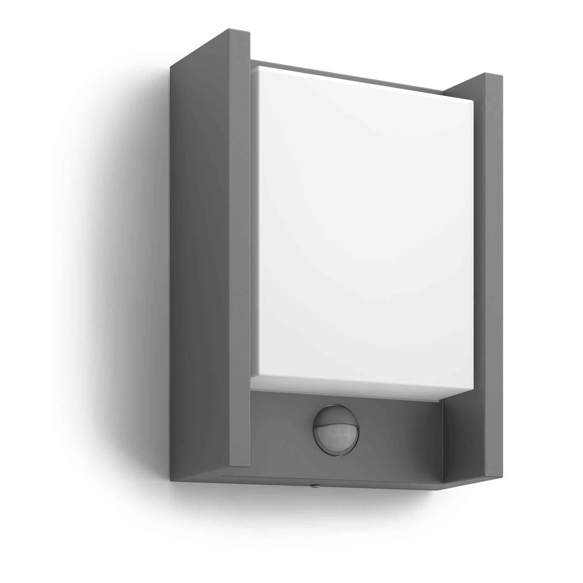 Philips myGarden Arbour LED Outdoor Wall Light with Motion Sensor [Anthracite] 1 x 6 W Integrated LED Light, for Garden and Patio Lighting