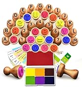Wooden Alphabet Number Stamp Ink Pad Flashcards Set,Letter Number Stampers Learning Resources Ess...