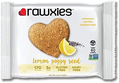 Rawxies Heart Bars, Raw Bars - Lemon Poppy Seed 1.50oz (12 Pack)