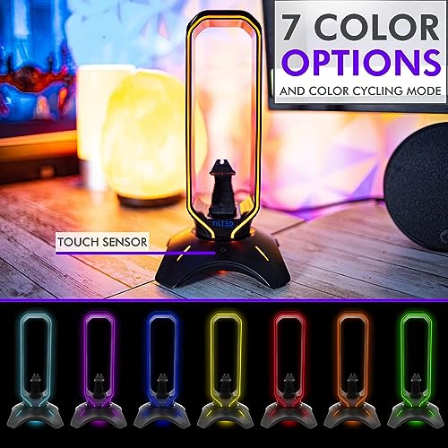 Tilted Nation Gaming Headset Stand | RGB Headphone Stand for Desk with Mouse Bungee and USB Hub (Cool and Clean Setup) Gaming Headset Holder - Perfect Gamer Gift Accessory