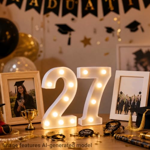 Image of LED Light Up Numbers, Marquee Number Sign for 27th Birthday Decor(27) | Battery Powered LED Lighted Numbers, Marquee Light Up Sign for Birthday Party Centerpieces Home Wall Decor Night Light