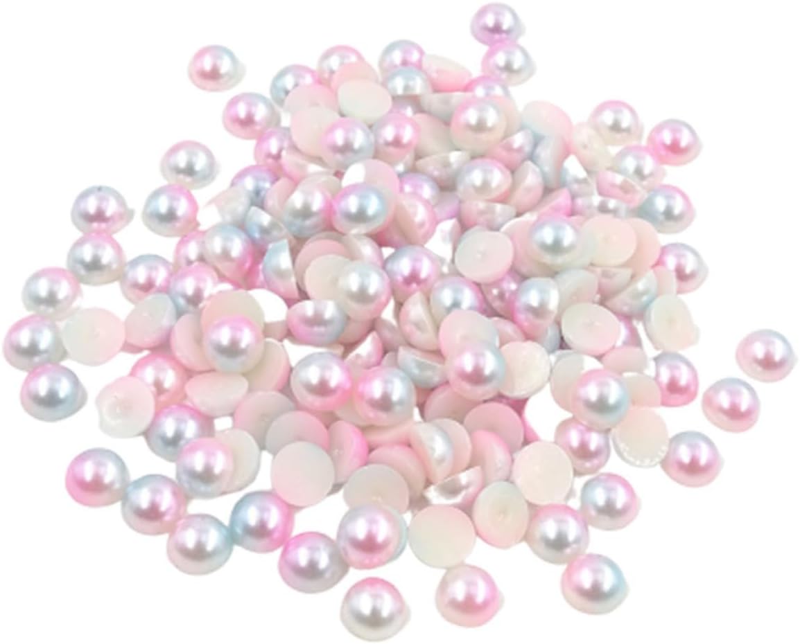Homoyoyo 1200pcs Mixed Size Abs Semicircle Pearl Cabochons DIY Jewelry Making Accessories Nail Art Embellishments for Crafts and Manicure