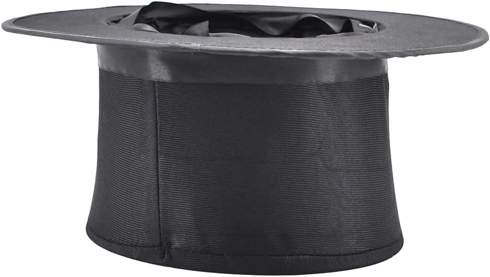 SUMAG Black Magic Folding Spring Hat Magic Tricks Appearing/Vanishing Objects Hat Stage Accessories Gimmick for Magicians Folding Top Hat