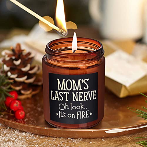 Briojoy Mom's Last Nerve Scented Soy Candles - Funny Mother's Day Gift For Mom, Wife - Fun Mom Birthday - Gifts For Mom From Son, Daughter - Mom Gifts For Friends - Jasmine Relaxing Candles For Women #TOP2