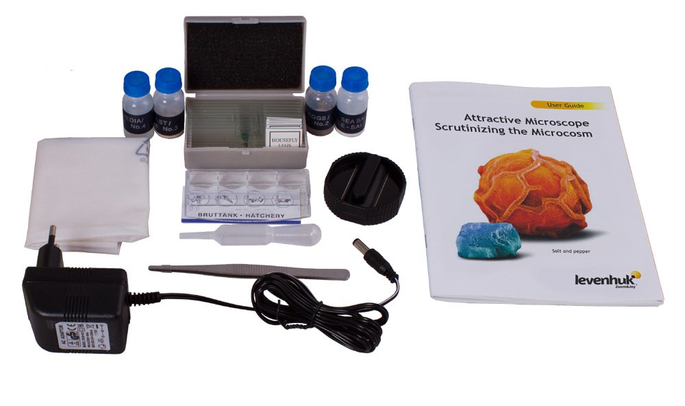 Levenhuk Rainbow 50L Amethyst Kit Científico Educativo con Microscopio Biológico Portátil 800x, Guía de Experimentos Ilustrada, Muestras Preparadas, Herramientas Científicas y Maletín (EN)