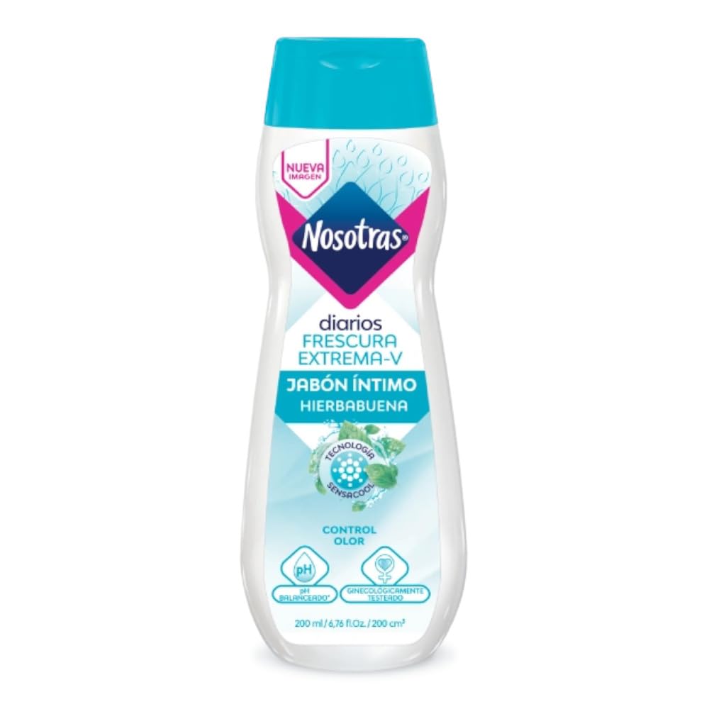 Feminine Wash Nosotras Set Intimate Soap And Wet Wipes Peppermint | Kit Jabon Intimo y Pañitos Humedos Hierbabuena Frescura Extrema-V Colombia (6.76oz - 200ml)