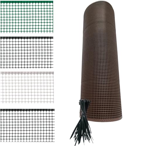 Generico Rete Balcone Protettiva in plastica per Ringhiera Cancelli e Recinzione Decorativa per Giardino Anticaduta Protezione Bambini e Animali con 100 Fascette in Omaggio(h1x5mt, Marrone)