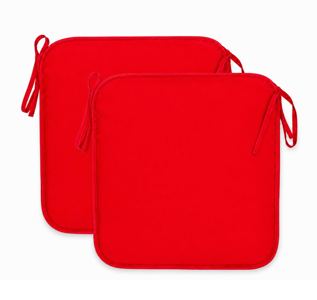 INSAFIANS Waterproof Chair Cushions Tie-On Seat Pads Dining Kitchen Patio Outdoor Chairs Packs of 2, 4, 6, or 8 (Pack 2 Red)