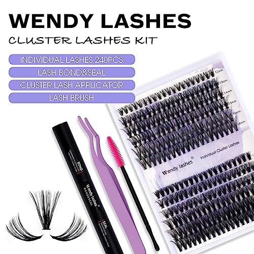 Individual Lashes Kit Cluster Lashes C Curl 0.07mm DIY Lash Extensions Kit 30D/40D Mixed 12-16mm Wide Stem Individual Lash Clusters Kit at Home(30D/40D-C-Cluster Eyelash Extensions Kit) - Image 4