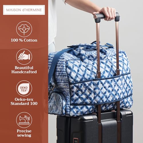 Maison d' Hermine Weekender Bags for Women Cotton Quilted Duffel Overnight Luggage Weekend Bag for Men Gym Sports Gifts Travel Business Travellers Family Trip (Shibori)2