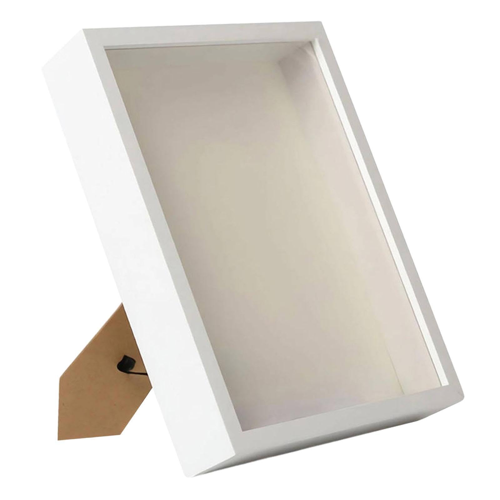 TWISAXC Elegant Shadow Case Frame With Clear Display Feature For Showcasing Special Memories And Artistic And Allows To Clearly Items Inside. DIY Tabletop Display Case Photo, White, 21.9x27cm