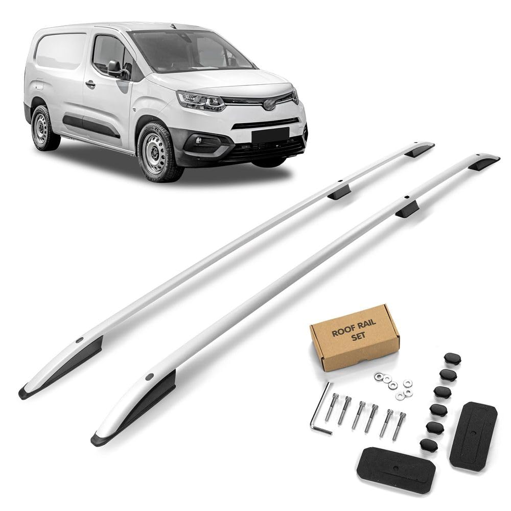 CHROMEMASTER Barras Portaequipajes, Rieles de Techo Compatible con Toyota Proace City L2 LARGO 2020+; Se Utilizan Para el Montaje de Portaequipajes de Techo, Cajas de Techo o Portabicicletas; Aluminio