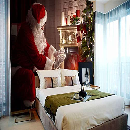 Peinture murale Père Noël 3D grand format sur canevas adhésif
