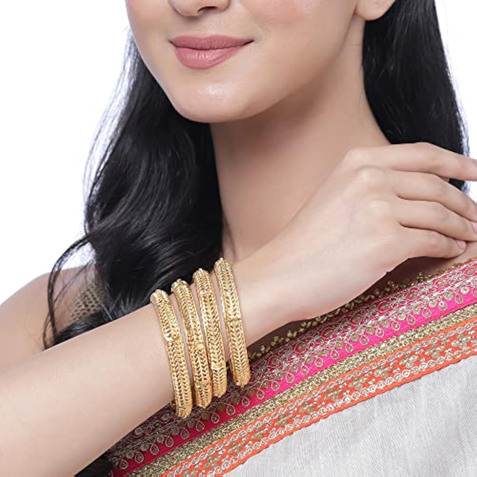 Set of 4 Plated Traditional Handcrafted Bangles (2.6)