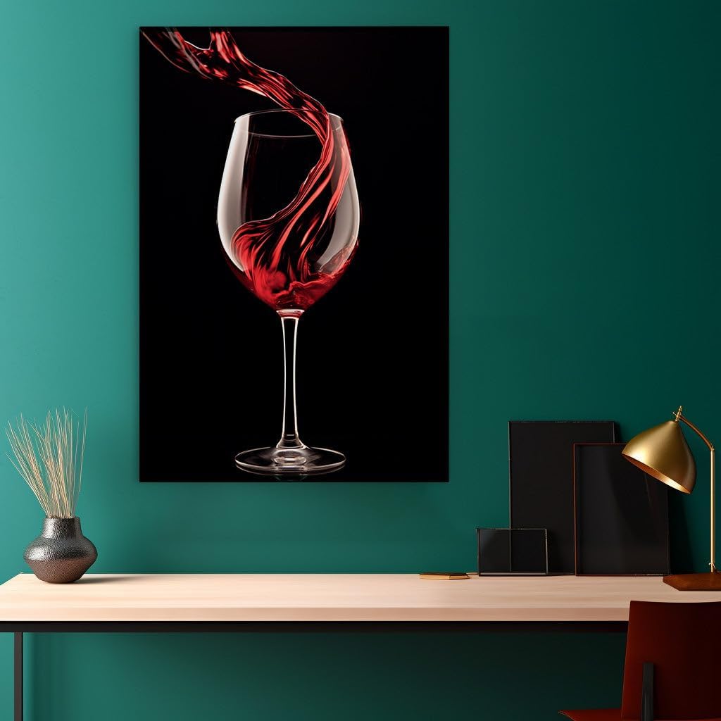Canvas for Living room. Pouring Elegance: A Study in Contrast with a Splash of Red, 27 x 18 inch Canvas Wall Art - Modern Home Decor