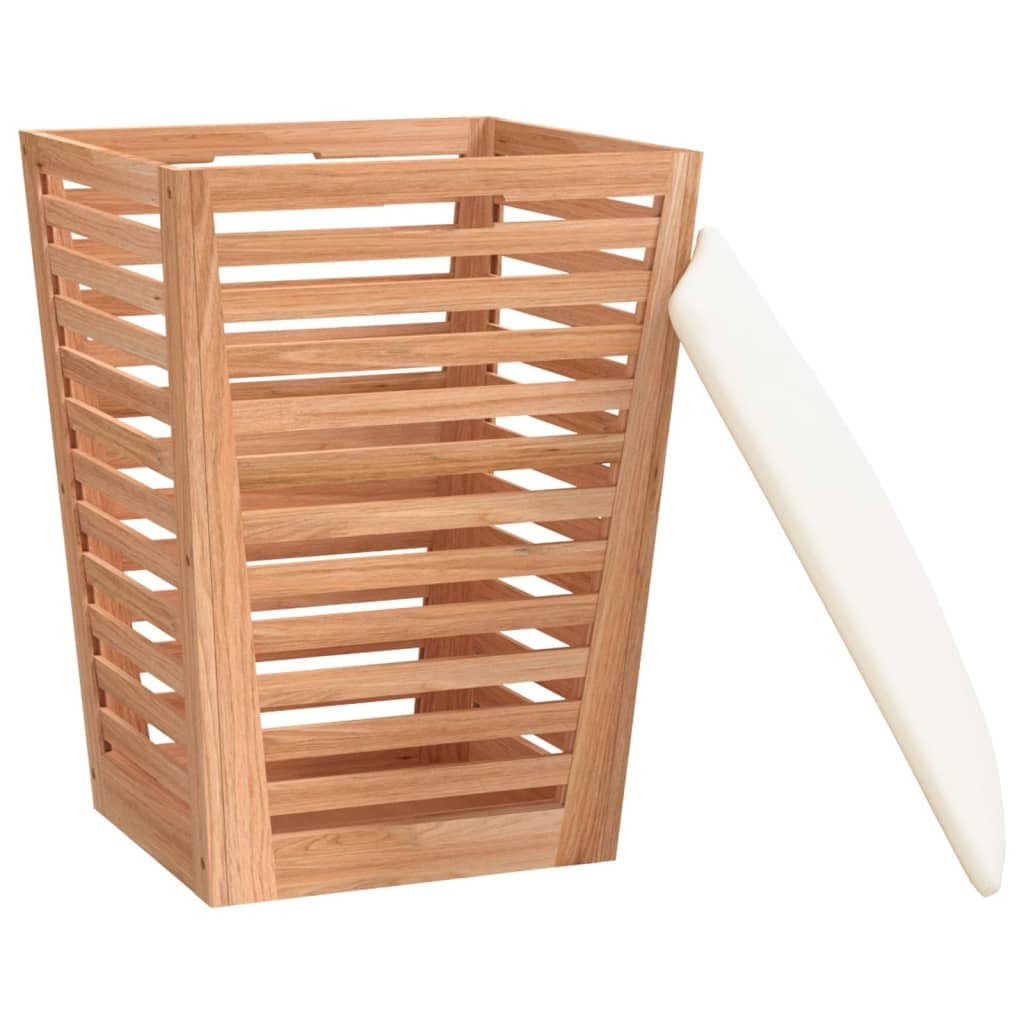 Taburete de baño de madera maciza de nogal, 40,5 x 40,5 x 56 cm, con espacio de almacenamiento y cojín suave, diseño 2 en 1 como asiento y cesta para la ropa sucia, taburete de ducha resistente