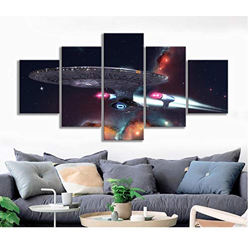 HTBYTXZ Decorazioni per la casa Immagine su Tela modulare 5 Nave Spaziale Fantasy Star Trek Movie Poster 40x60 /80 /100cm Senza Cornice