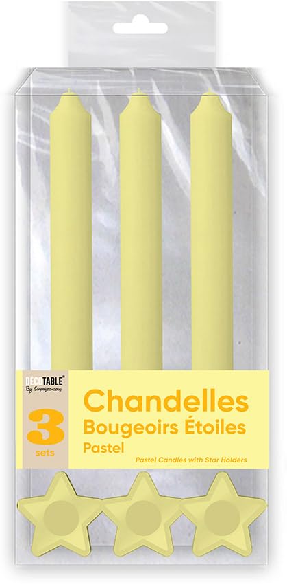 Candele A Cera Con Supporto Stella Nero - 3 Pezzi, Altezza 17cm, Durata 4 Ore - Foto 11