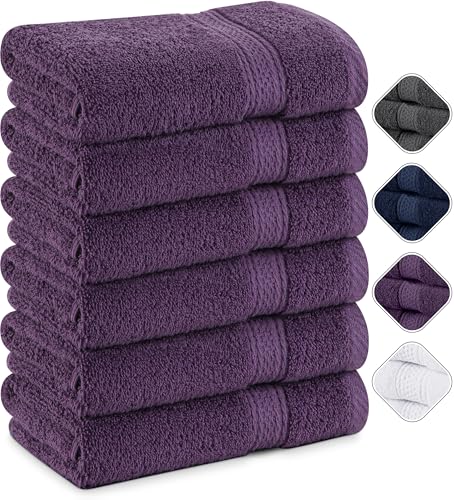 Utopia Towels - 6er Pack Frottee handtücher 50x100 cm mit Aufhängeschlaufe, mittelgroße Handtücher 100% Baumwolle weich und saugfähig Handtücher Set (Pflaume)