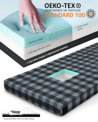 Image of GAIALOOP 3 Inch Memory Foam Camping Mattress, Dual Layer Thick Sleeping Camp Pad for Car Tent Cot, Roll-Up Portable Glamping Floor Bed for Guests Sleepover