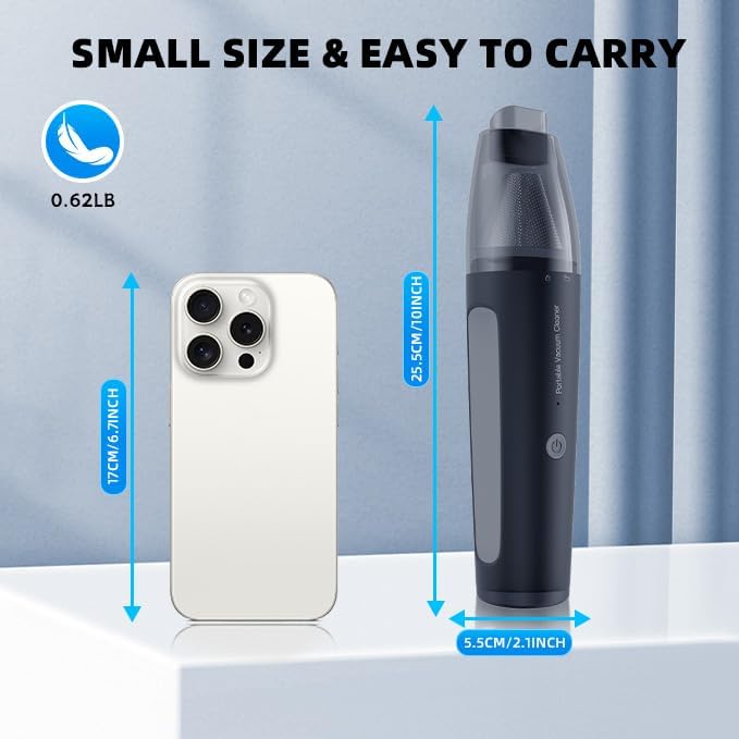 Cordless Handheld Vacuum Cleaner, Mini Car Vacuum with Powerful Suction, Portable Dust Collector Black