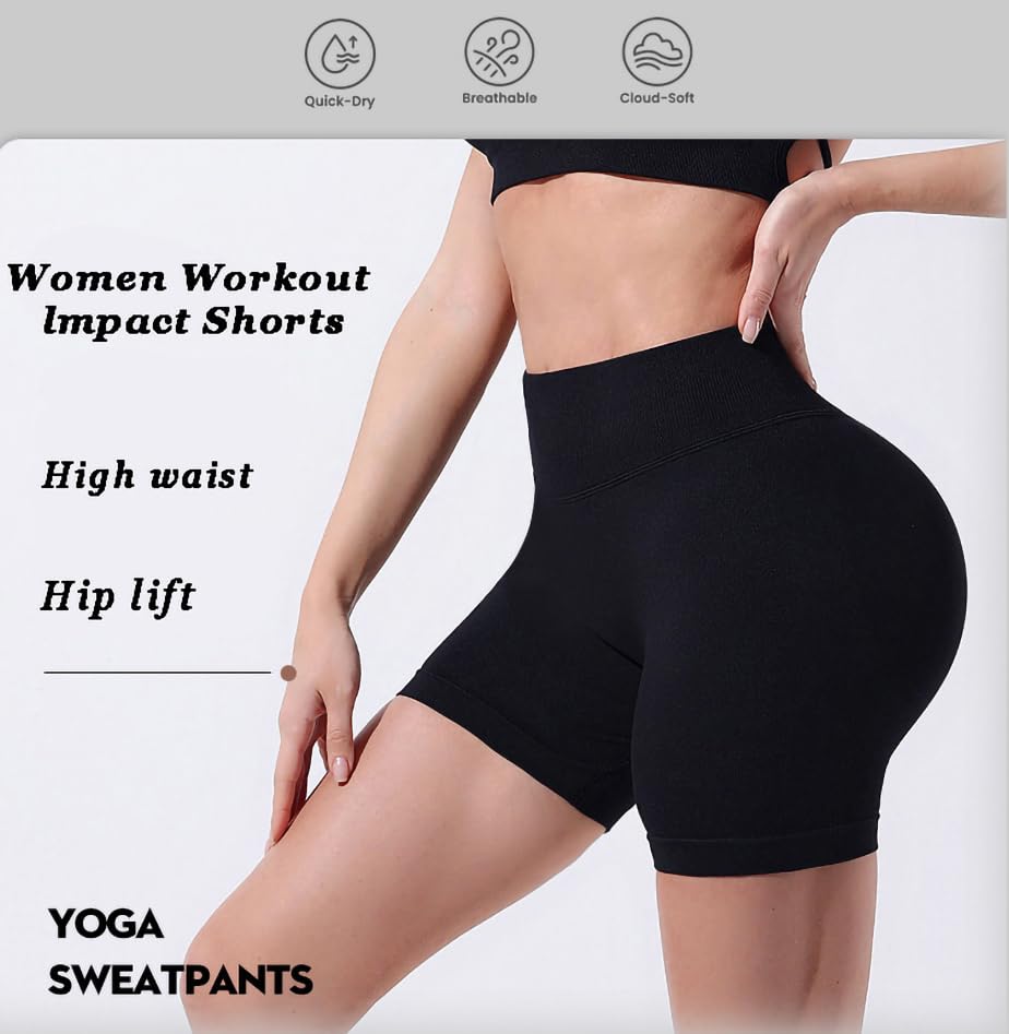 Women Workout Yoga Shorts High Waisted Tummy Control Butt Lifting Athletic Biker Shorts for Gym Running2