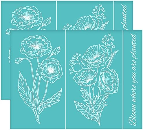 OLYCRAFT 2pcs Self-Adhesive Silk Screen Printing Stencils Spring Bee Sunflower Stencils Reusable Silkscreen Stencils Honeycomb Gnome Doll Mesh Transfer for Painting on Wood T-Shirts Bags - 22x28cm