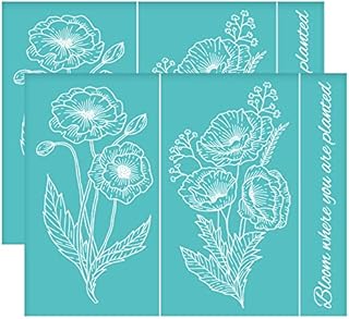 OLYCRAFT 2pcs Self-Adhesive Silk Screen Printing Stencils Spring Bee Sunflower Stencils Reusable Silkscreen Stencils Honeycomb Gnome Doll Mesh Transfer for Painting on Wood T-Shirts Bags - 22x28cm
