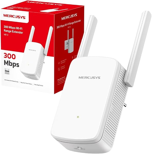 Mercusys TP-Link ME12 Ripetitore WiFi, Velocità Single Band 300 Mbps, Ripetitore WiFi Potente per Casa, 2 Antenne Esterne, Potenzia Copertura, Amplificatore, WPA3-PSK, Easy Setup - 1