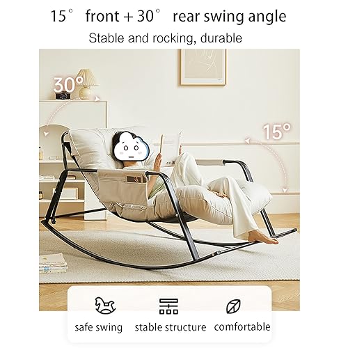 Mecedora de patio al aire libre, totalmente acolchada, mecedora de gran tamaño para porche delantero, jardín y patio, silla moderna para uso en interiores y exteriores