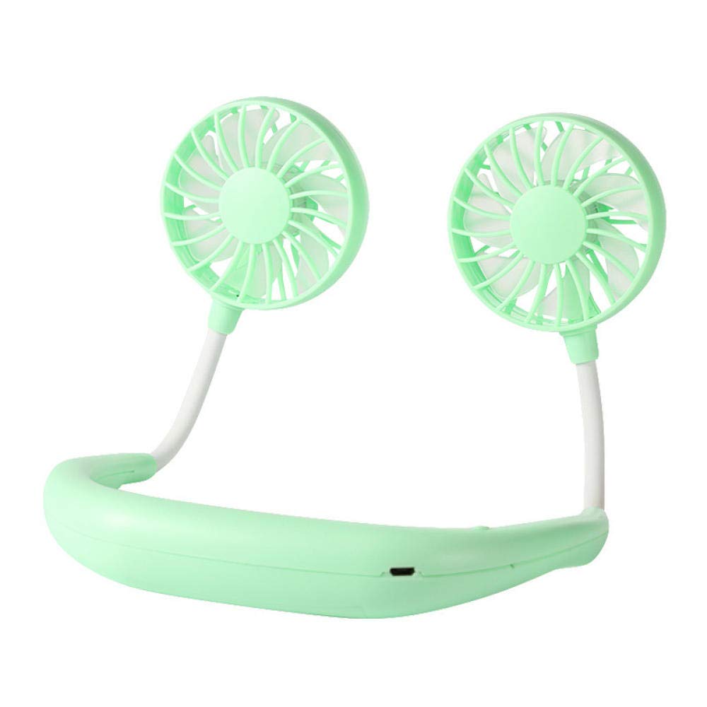 UDPOIUYT Wearable Cooling Fan, Hanging Neck Fan Multicolor USB Portable Sport Outdoor Travel(Copper green)