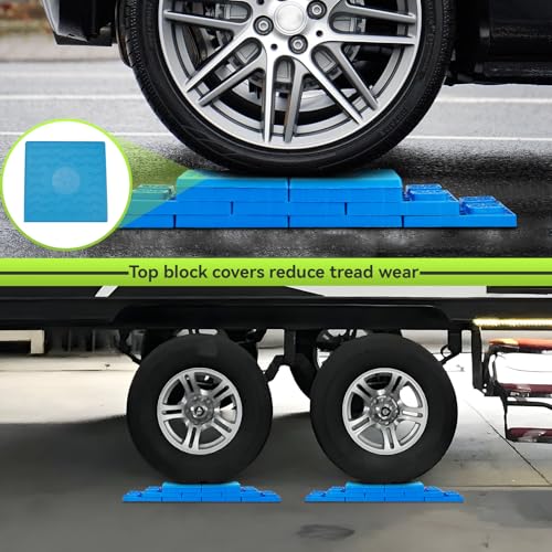 RVMATE 12 Pack RV Leveling Blocks, Heavy Duty Camper Leveling Blocks, Levelers for RVs, Reduce Trailer Movement, Trailer Leveling Blocks，RV Leveling System Great for Single and Dual Wheels