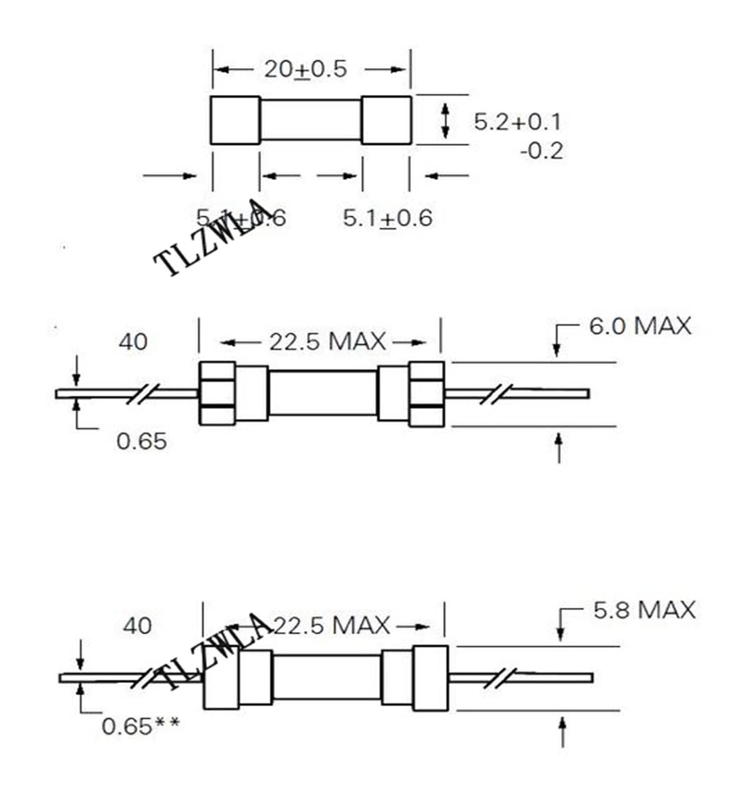 1000 sztuk 5 x 20 mm szybkie dmuchanie osiowe szklany bezpiecznik 250V z przewodem przewodzącym 5*20F 0,5A/1A/2A/3A/3,15A/4A/5A/6,3A/8A/10A/12A/15A rura (1000 sztuk F2A)