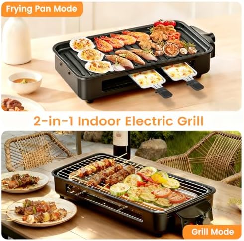 Electric Indoor Grill 1700W 2 in 1 Smokeless Griddle Grill Pan for Kitchen thumbnail 3