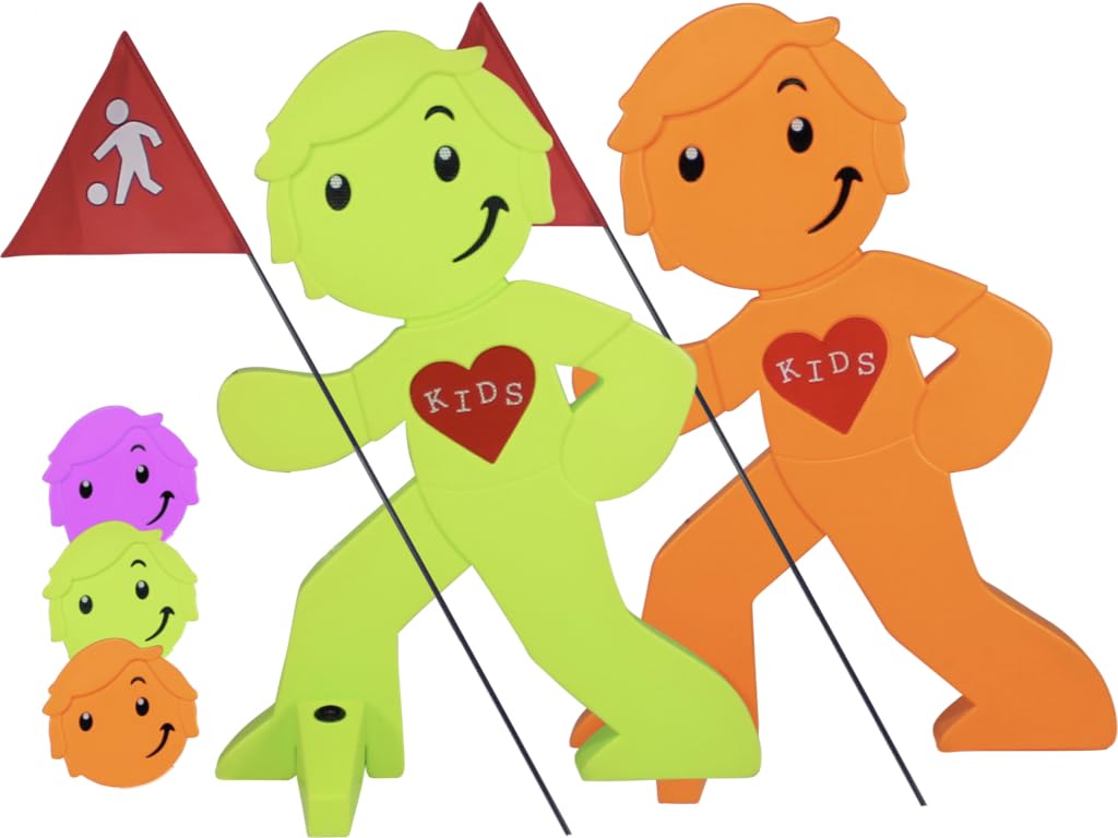 Figura de Advertencia con Bandera, indicador de Advertencia Reflectante para la Seguridad Infantil (1 Verde Y 1 Naranja.)