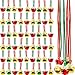 Cagemoga 80 Pack Christmas Bell Necklaces Holiday Bell Necklaces Bulk for Christmas Holiday Party Supplies