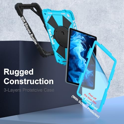 Image of Nitupai for Galaxy Tab A11 Plus /A11+ Case 2025 Galaxy Tab A9+ Case 2023 11 inch | Rugged Samsung A11+ Tablet Cover with 360 Rotating Stand Hand Strap Shoulder Strap Screen Protector, Black Blue