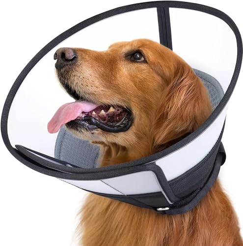 Soft Recovery Dog Cone Collar for After Surgery,Comfy Pet Cones With Adjustable Buckle,360°Protection to Prevent Wound Licking & Biting(Grey