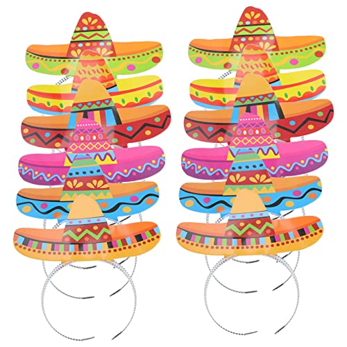 BESTonZON 12 Piezas diadema mexicana Sombrero de fiesta adulto diademas para diadema fiesta Venda sombrero mexicano gorro mexicano sombreros de fiesta mexicana sombrero diadema Papel