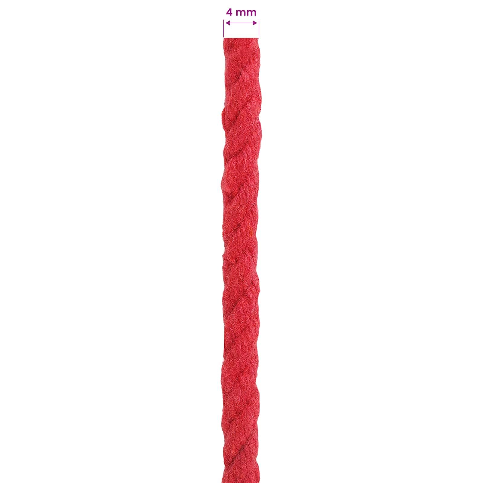 Cuerda de algodón roja 0,4 x 0,4 x 25000 cm, 3 capas, cuerda de cuerda de rocío, cuerda para manualidades, fijación, macramé, para proyectos de interior y exterior