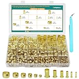 500PCS Brass Compression Sleeves Ferrules Inserts Kit 1/2' 3/8' 5/16' 1/4' 3/16' 1/8' Tube OD, 6 Sizes Air...