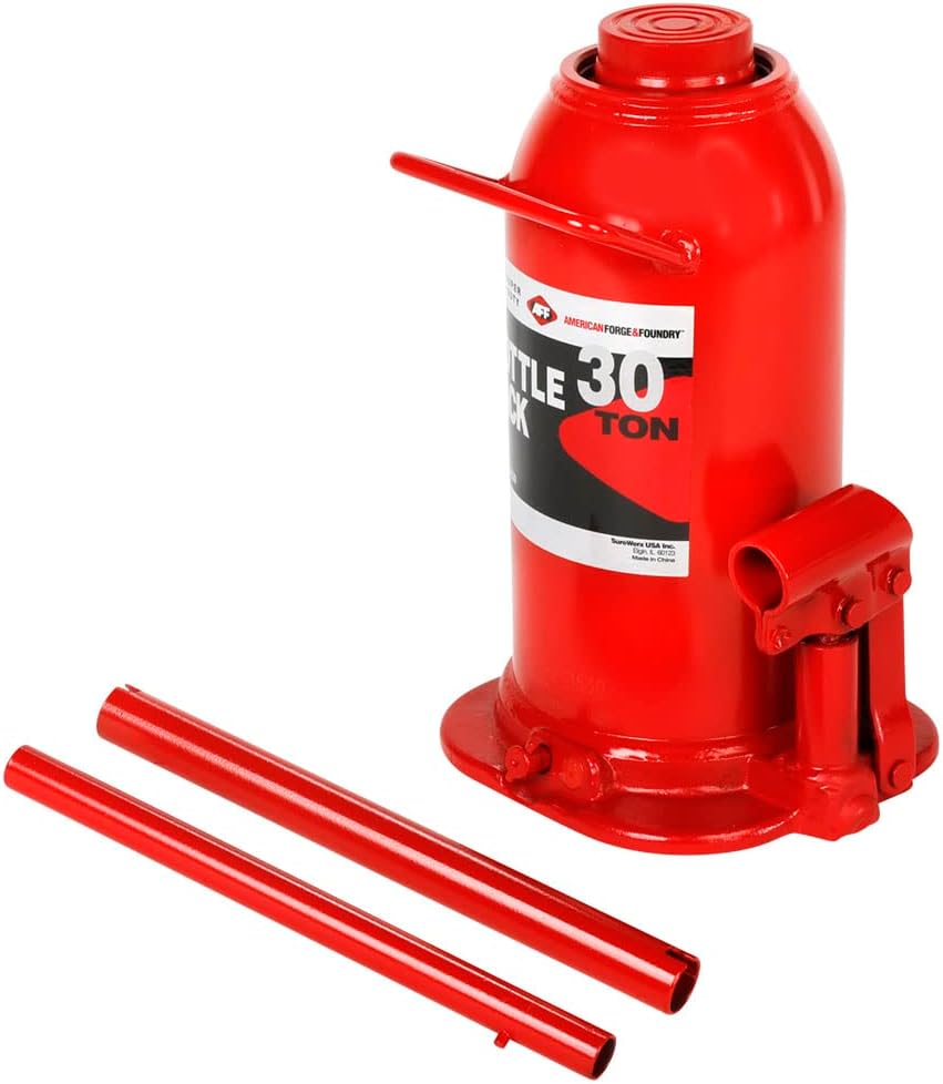 AFF Super Duty 30 Ton Hydraulic Bottle Jack, Manual, Welded Cylinder, High-Grade Steel Construction, Forged and Welded Base, 3630